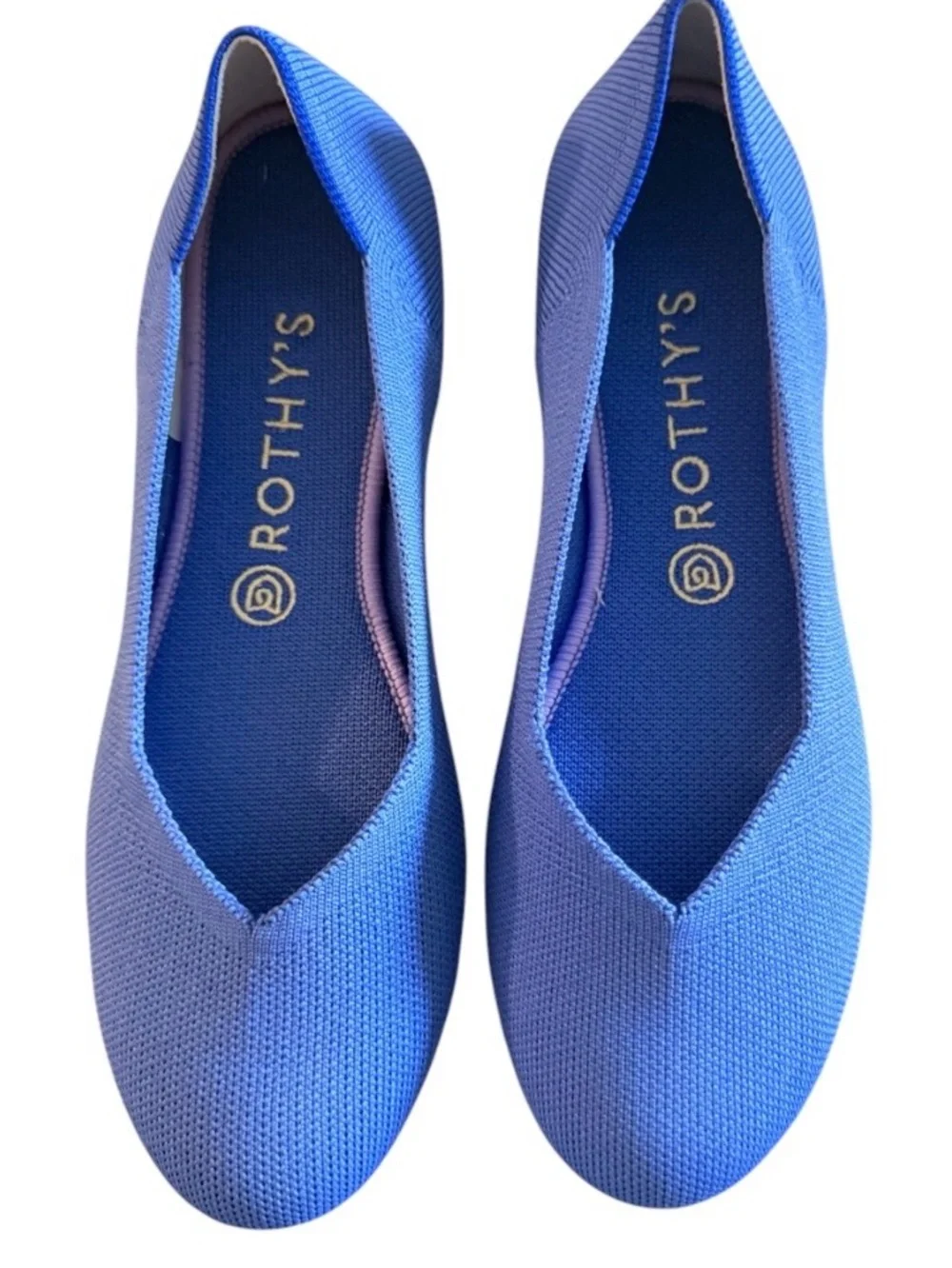 NWOT Rothy's The Flat women’s 9 slip on knit upper cornflower blue flats